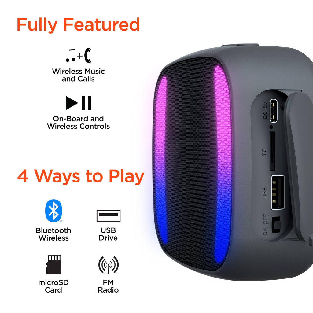HyperGear Spin Cycle LED Wireless Bike Speaker | Bluetooth Audio & Light Show for Cyclists