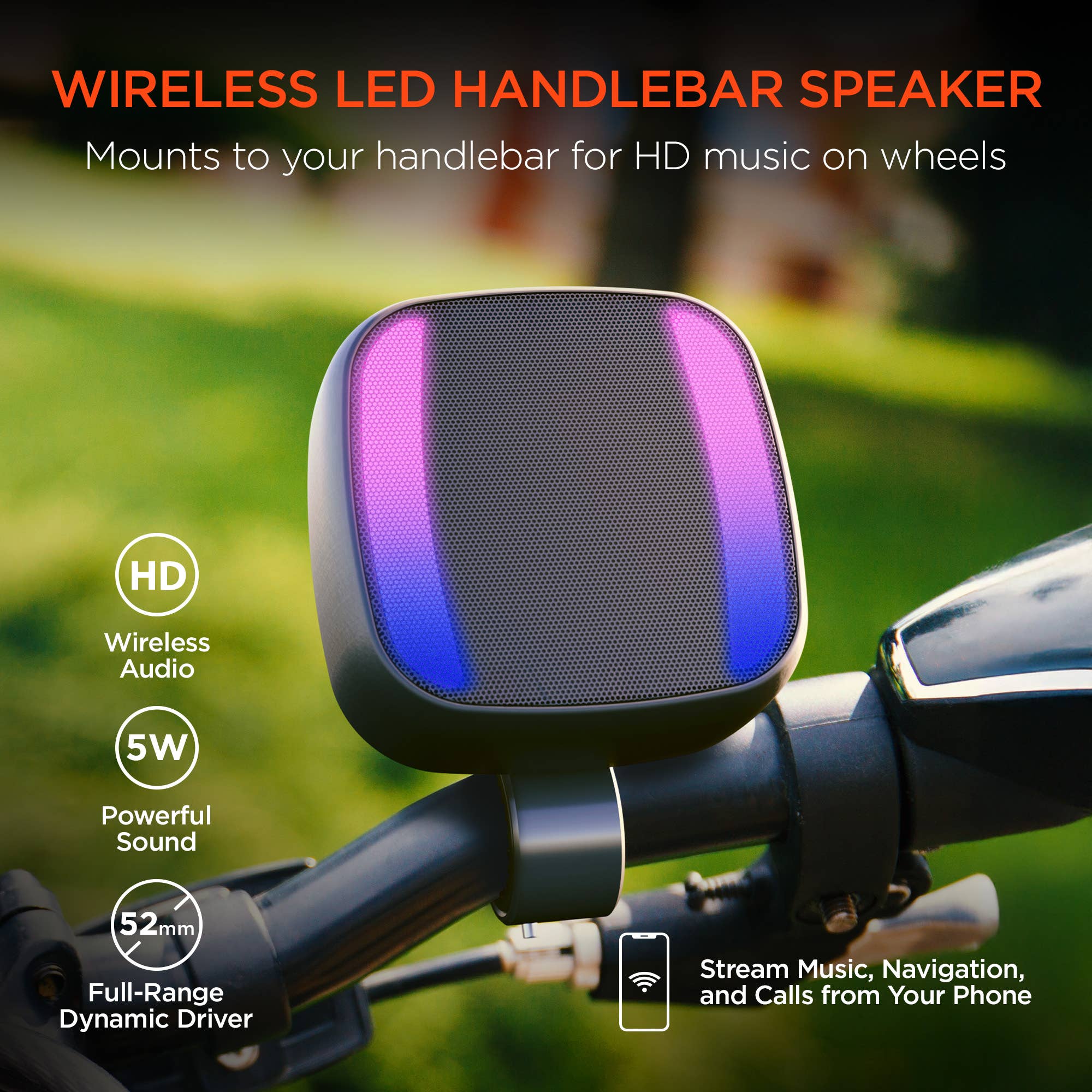 HyperGear Spin Cycle LED Wireless Bike Speaker | Bluetooth Audio & Light Show for Cyclists