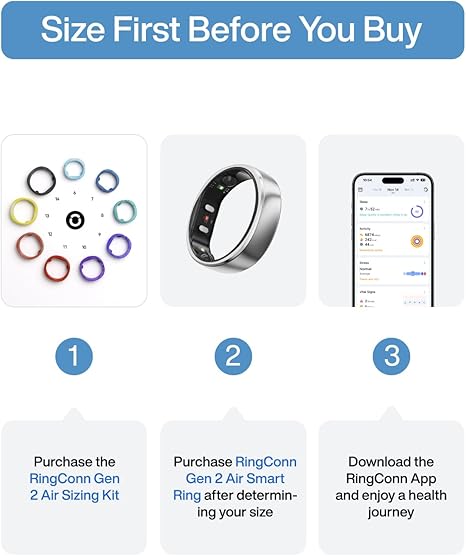 RingConn Gen 2 Air Ultra-Thin AI Smart Ring – 10-Day Battery, Fitness/Sleep/Stress/HR Tracker, No App Fee, iOS & Android – Size 13, Dune Gold