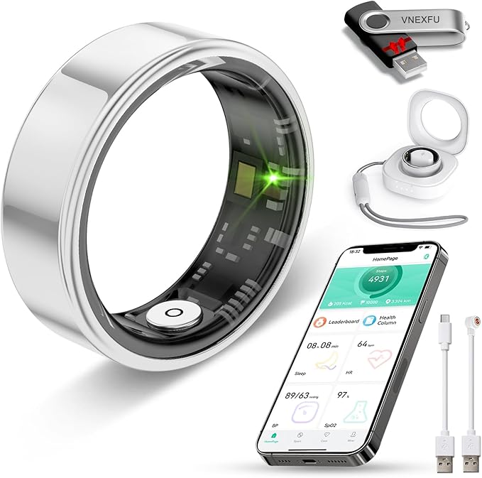 Smart Ring — Health Tracker for Women & Men | Heart Rate, Sleep, Blood Pressure, SpO2 | IP68 | No Subscription