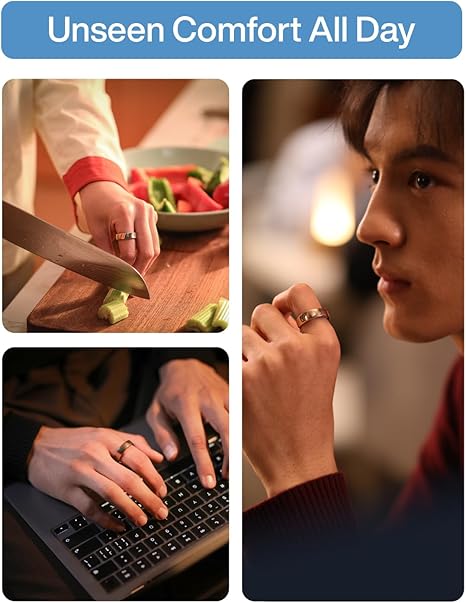 RingConn Gen 2 Air Ultra-Thin AI Smart Ring – 10-Day Battery, Fitness/Sleep/Stress/HR Tracker, No App Fee, iOS & Android – Size 13, Dune Gold