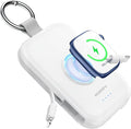 RORRY CharmGo Portable Charger — 5000mAh Power Bank with Built-in Cables, Travel Keychain, White
