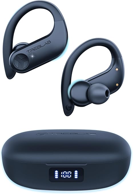 TREBLAB X3 Pro Sports Wireless Earbuds – Secure Ear Hooks, 9H Battery, IPX5 Sweatproof, Noise Isolation Bluetooth Workout Headphones