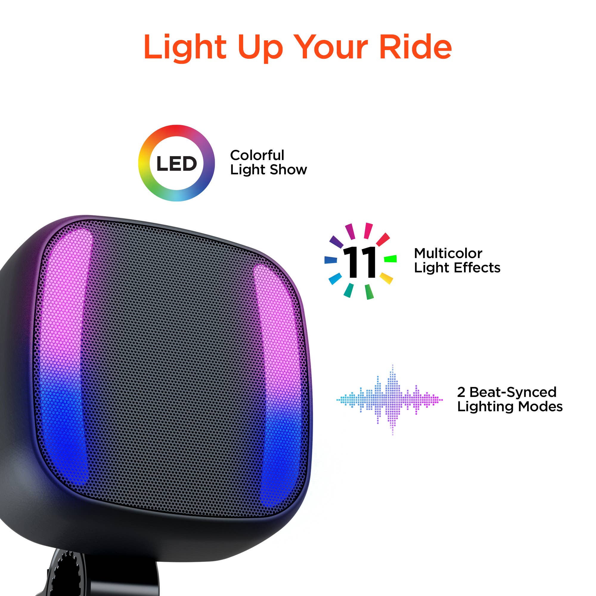 HyperGear Spin Cycle LED Wireless Bike Speaker | Bluetooth Audio & Light Show for Cyclists