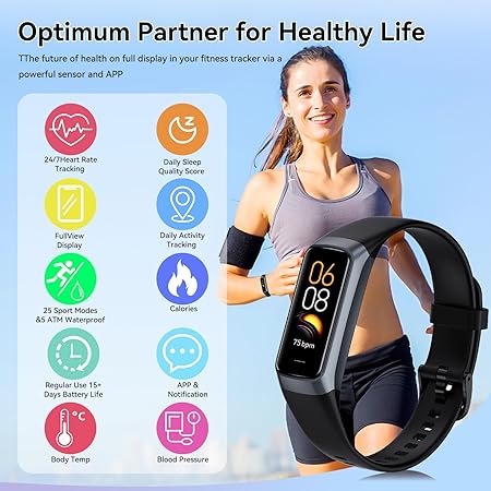 Fitness Tracker — Step, Activity & 24/7 Heart Rate, Blood Oxygen & Blood Pressure Monitor