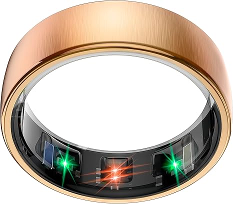 Smart Health Ring Sleep Tracker for Women & Men – Heart Rate, Blood Oxygen, Sleep Monitor, Steps & Calories, 5ATM Waterproof, No Subscription Fee – Rose Gold, Size 12