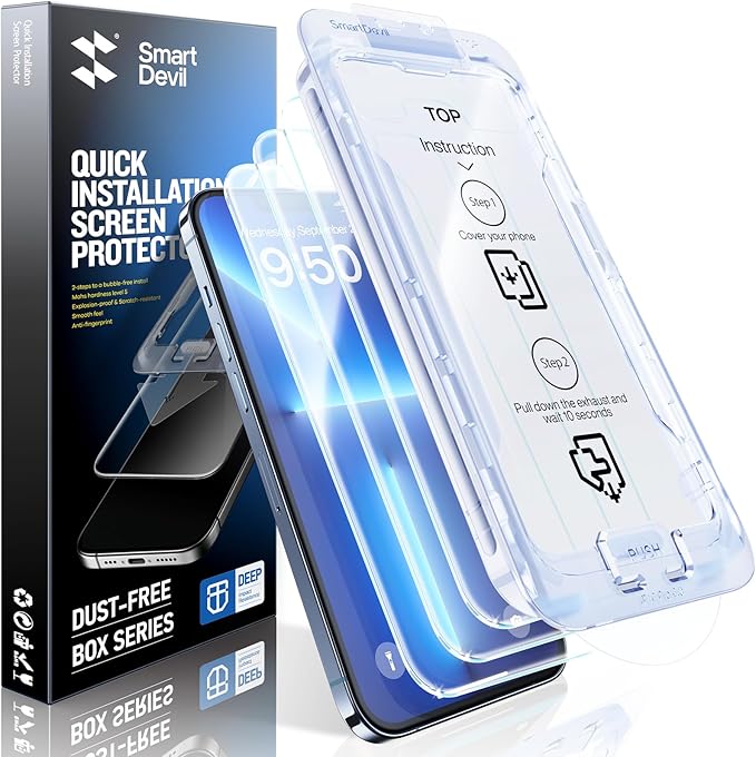 SMARTDEVIL Screen Protector for iPhone 17e / 16e / 14 / 13 Pro / 13 — HD Clear Tempered Glass (3-Pack)