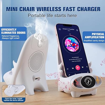 V8 / V8+ Wireless Fast Charging Stand – Mini Chair Shape Desktop Phone Holder