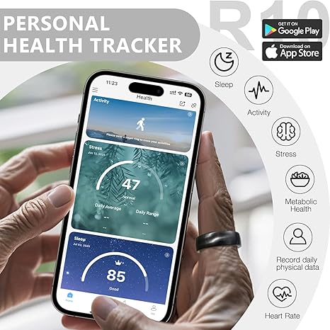 Smart Health Ring Sleep Tracker for Women & Men – Heart Rate, Blood Oxygen, Sleep Monitor, Steps & Calories, 5ATM Waterproof, No Subscription Fee – Rose Gold, Size 12