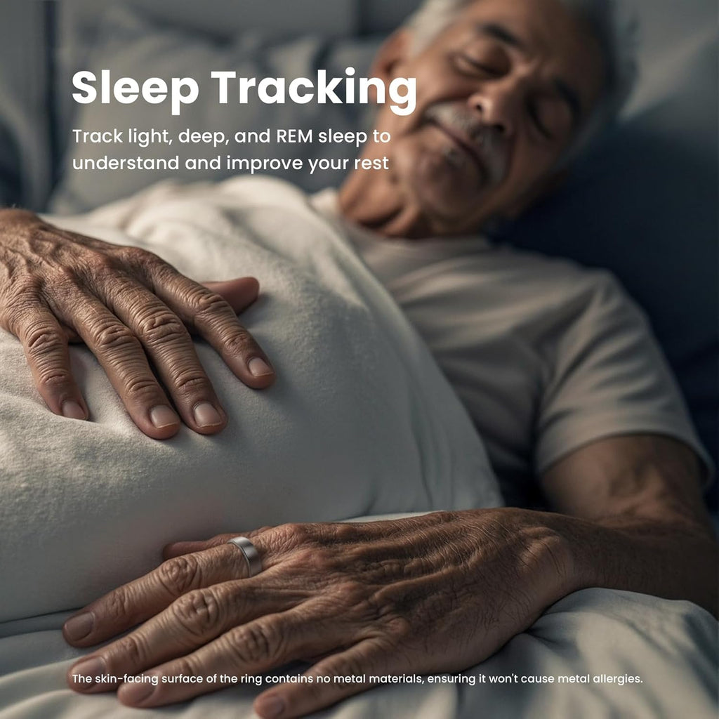 Smart Health Ring Sleep Tracker for Women & Men – Heart Rate, Blood Oxygen, Sleep Monitor, Steps & Calories, 5ATM Waterproof, No Subscription Fee – Rose Gold, Size 12