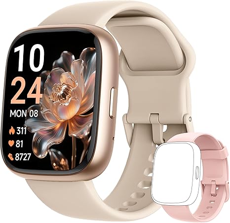 2026 Smart Watch for Women Men, 44mm Fitness Tracker with Alexa Built-in, Make/Answer Calls, HR Sleep Stress Monitor, IP68 Waterproof, 2 Bands