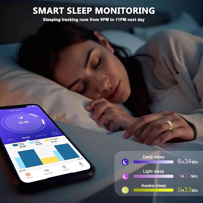 Smart Ring — Health Tracker for Women & Men | Heart Rate, Sleep, Blood Pressure, SpO2 | IP68 | No Subscription