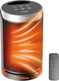 WINHL PTC150A Space Heater, Small Portable Electric Heater with Thermostat & Remote, 70° Oscillation, 12H Timer, 5 Modes, 1500W PTC Ceramic