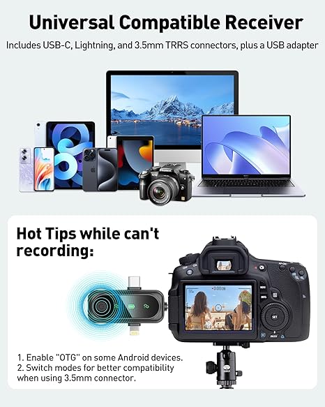 GoorDik Wireless Lavalier Microphone – 4-in-1 for iPhone, Android, USB-C & Camera