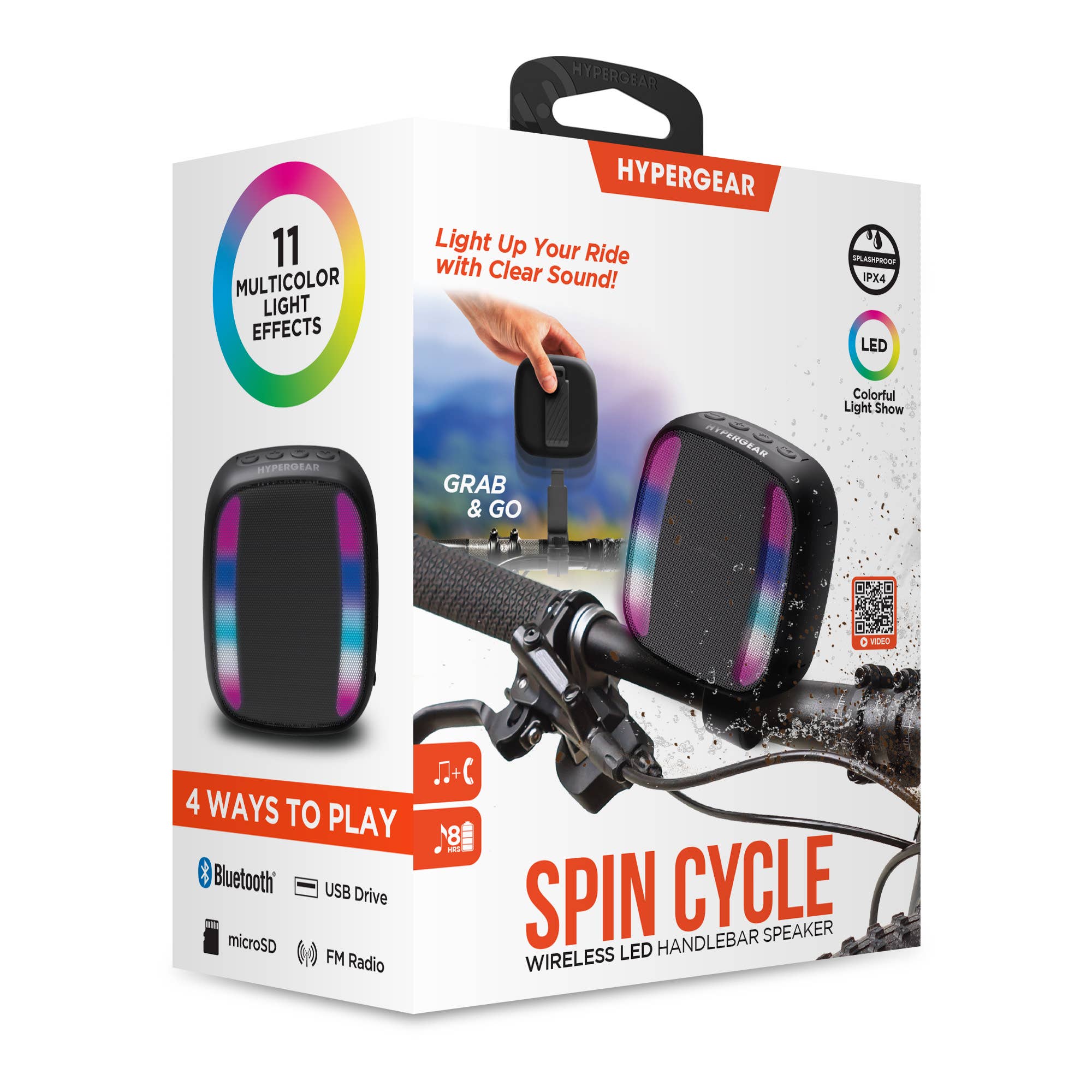 HyperGear Spin Cycle LED Wireless Bike Speaker | Bluetooth Audio & Light Show for Cyclists