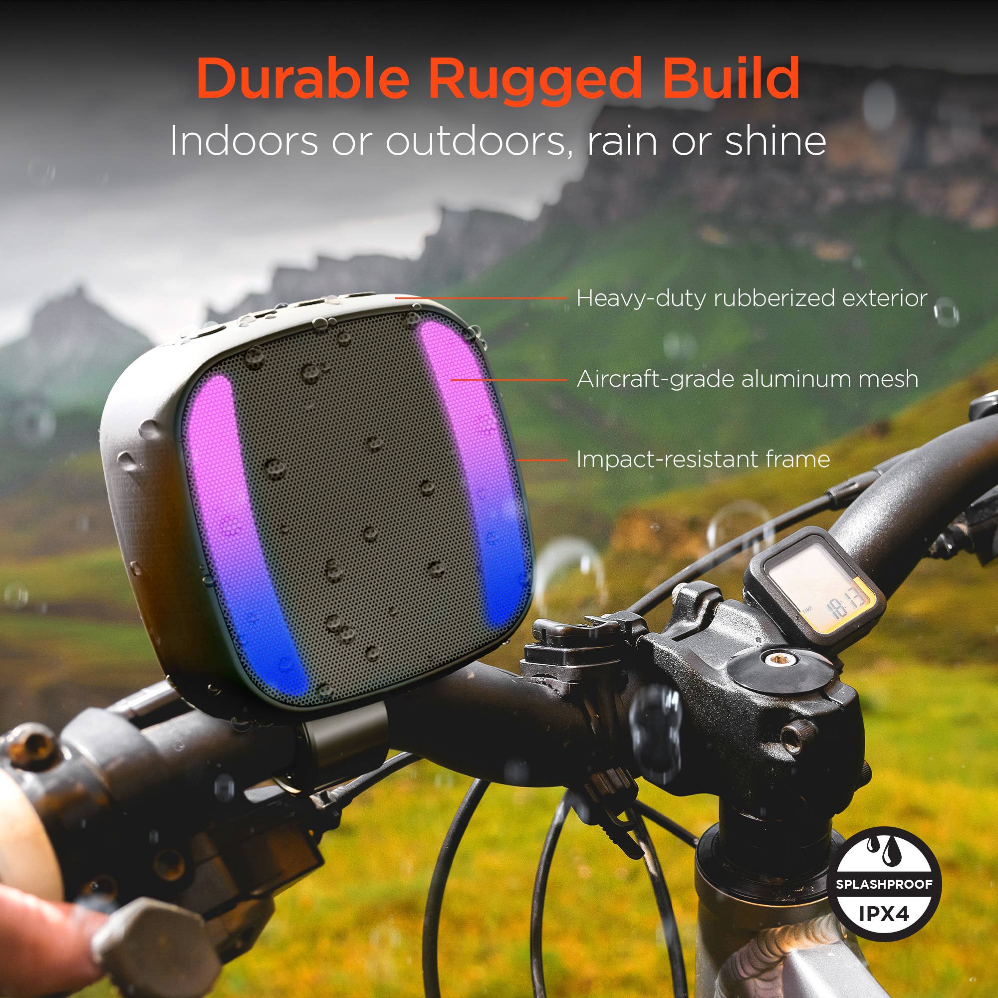 HyperGear Spin Cycle LED Wireless Bike Speaker | Bluetooth Audio & Light Show for Cyclists