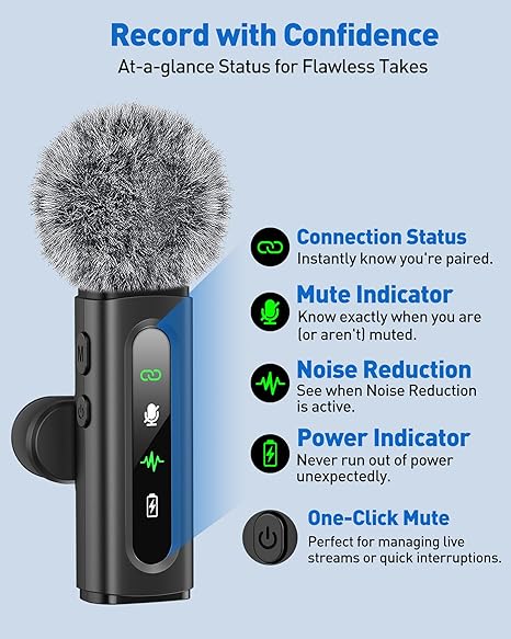 GoorDik Wireless Lavalier Microphone – 4-in-1 for iPhone, Android, USB-C & Camera