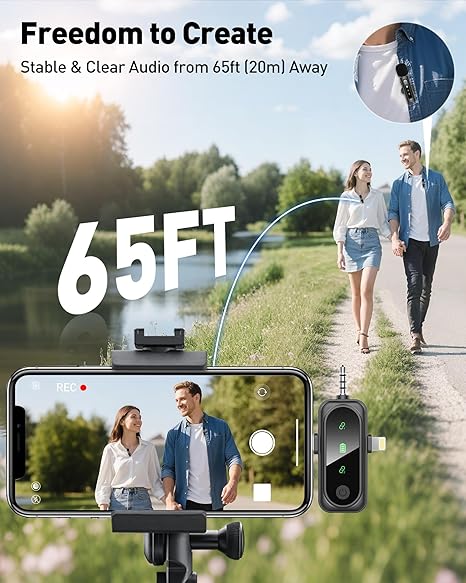 GoorDik Wireless Lavalier Microphone – 4-in-1 for iPhone, Android, USB-C & Camera