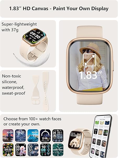 2026 Smart Watch for Women Men, 44mm Fitness Tracker with Alexa Built-in, Make/Answer Calls, HR Sleep Stress Monitor, IP68 Waterproof, 2 Bands