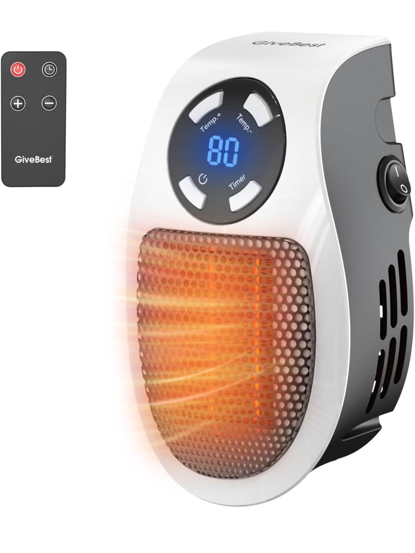 Vital Heater for Indoor Use — 400W Plug-In Portable Electric Space Heater with LED Display, Adjustable Thermostat & Timer