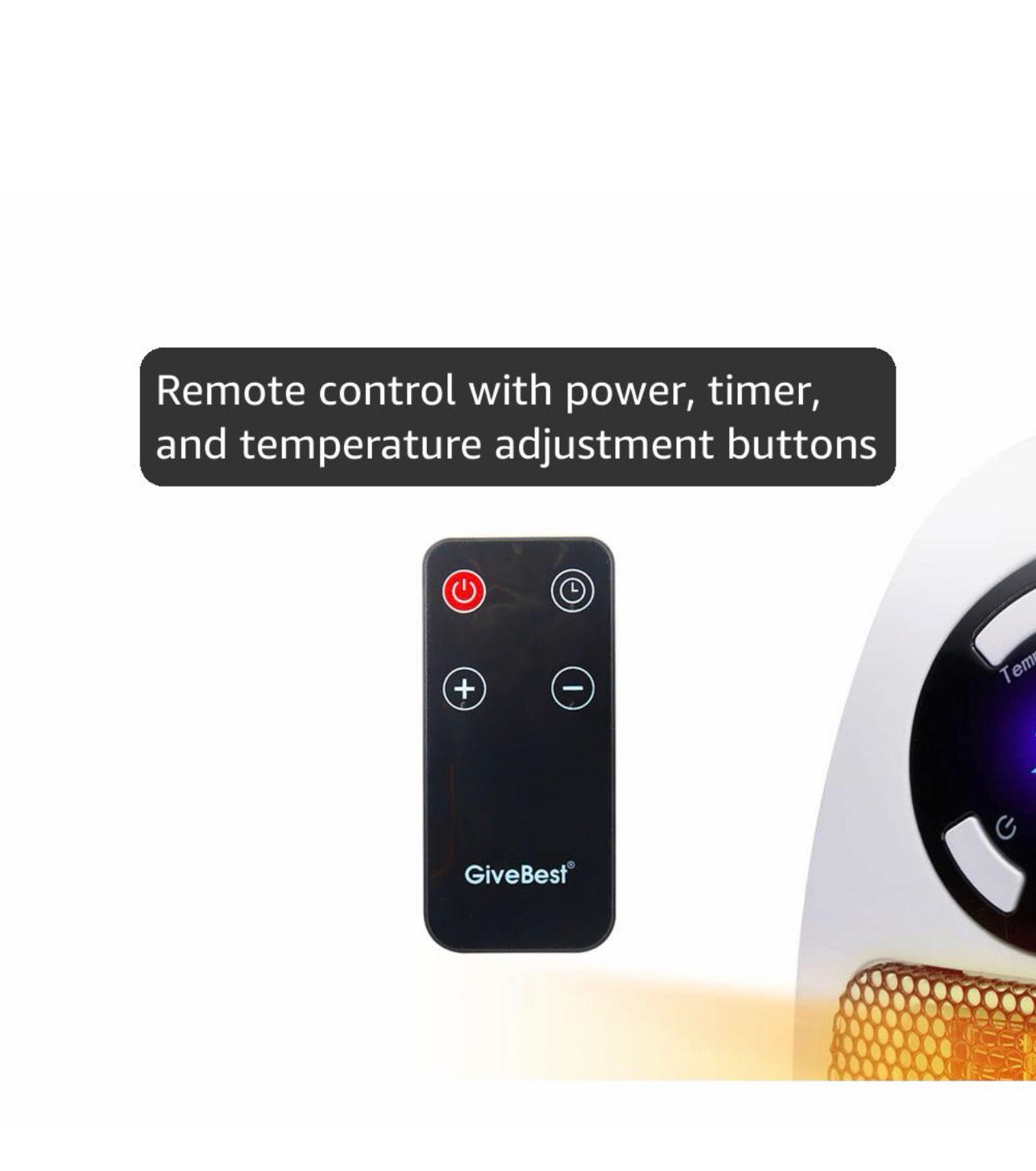 Vital Heater for Indoor Use — 400W Plug-In Portable Electric Space Heater with LED Display, Adjustable Thermostat & Timer