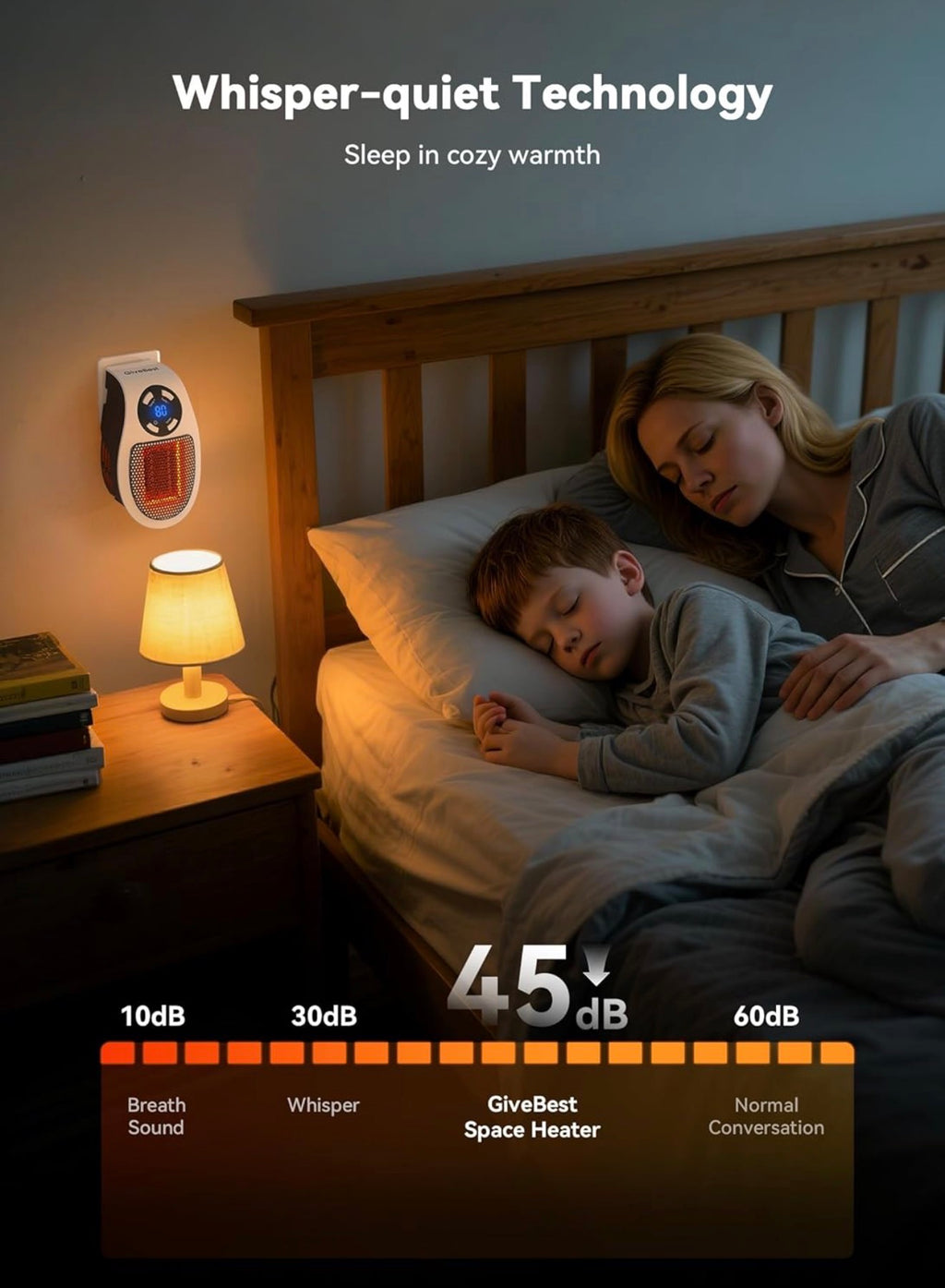 Vital Heater for Indoor Use — 400W Plug-In Portable Electric Space Heater with LED Display, Adjustable Thermostat & Timer
