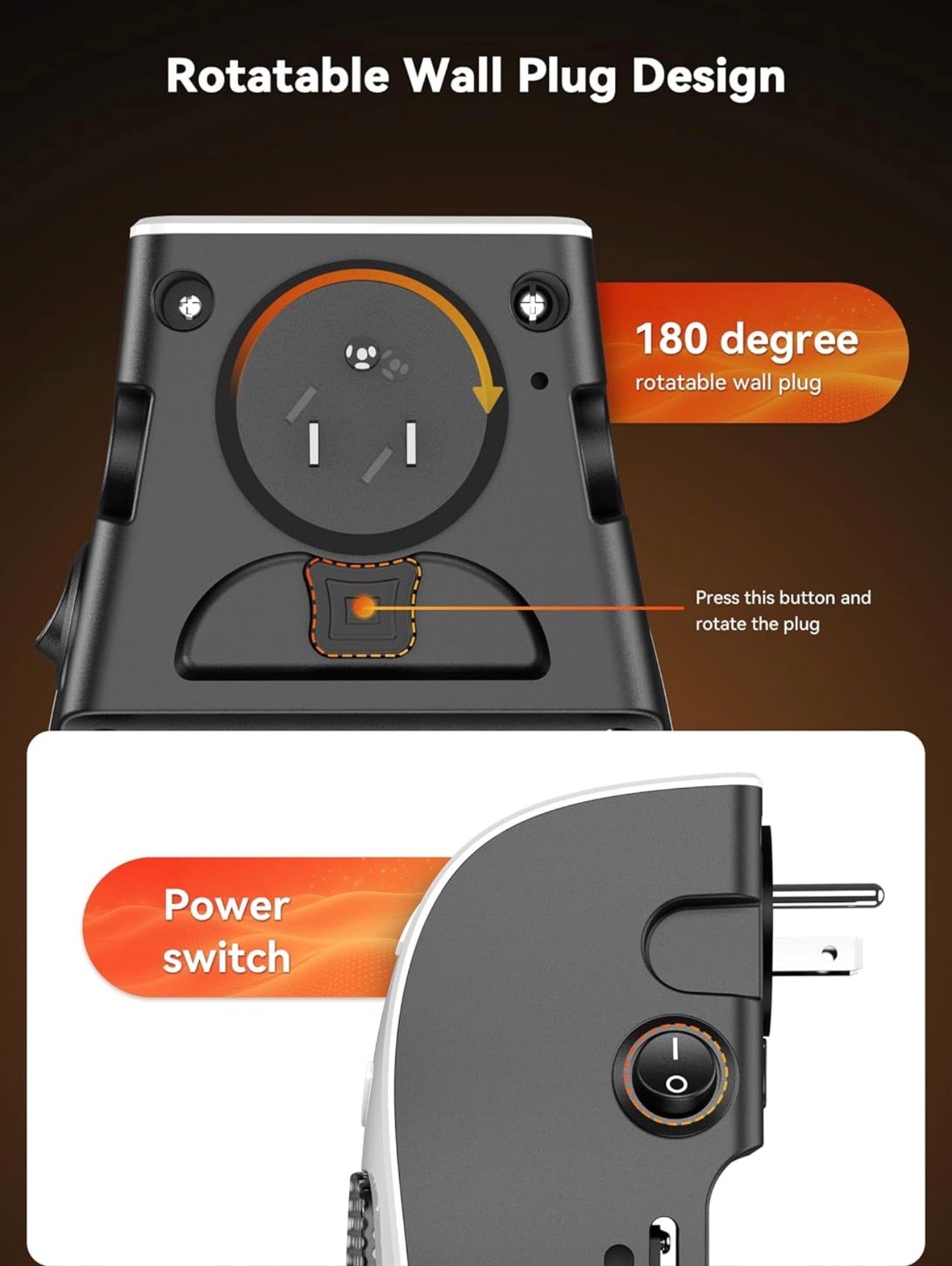 Vital Heater for Indoor Use — 400W Plug-In Portable Electric Space Heater with LED Display, Adjustable Thermostat & Timer