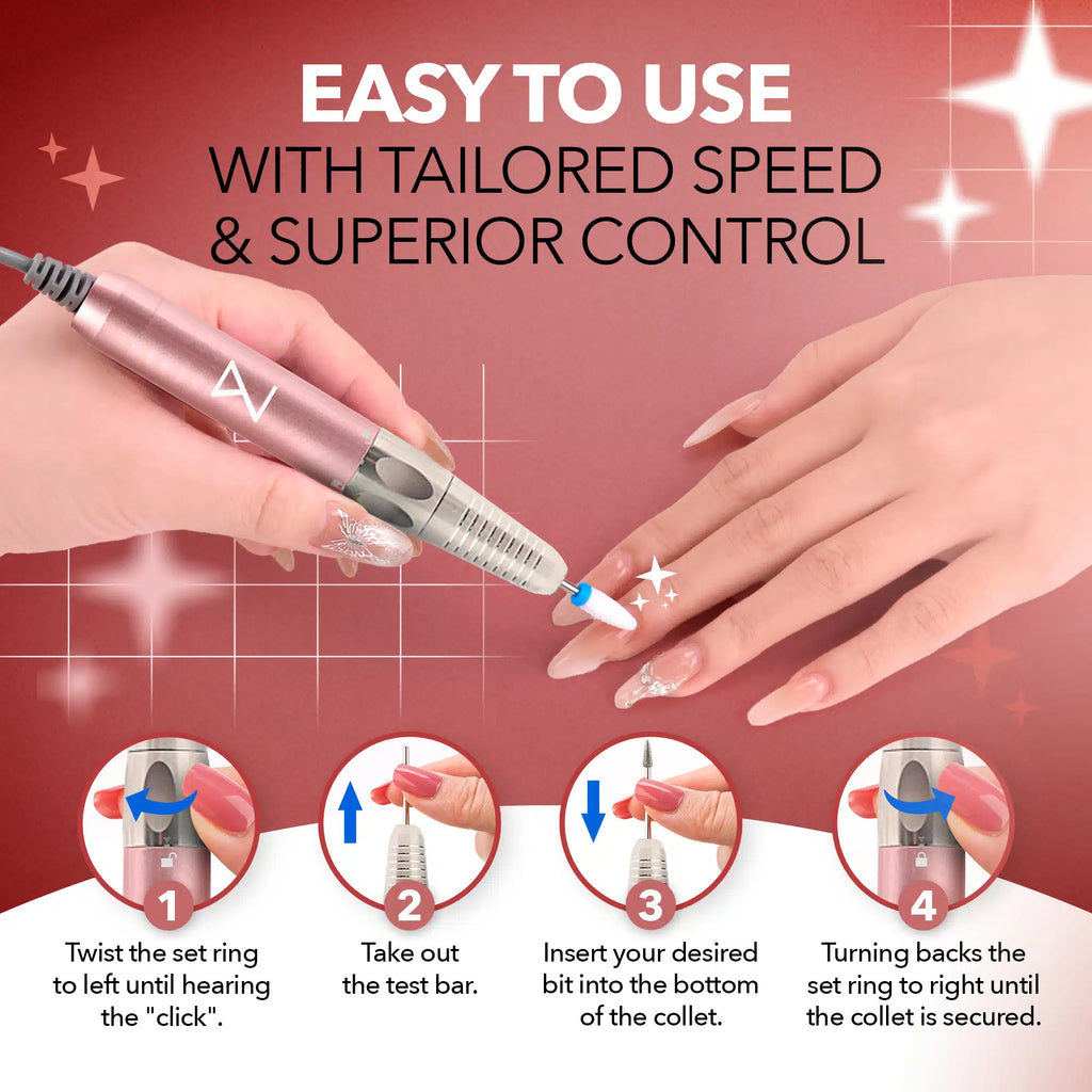M-GEM Professional Brushless 35K RPM Nail Drill E-File – 3 Adjustable RPM Zones, Forward/Reverse, Long Battery Life – Salon-Grade Nail Care Tool