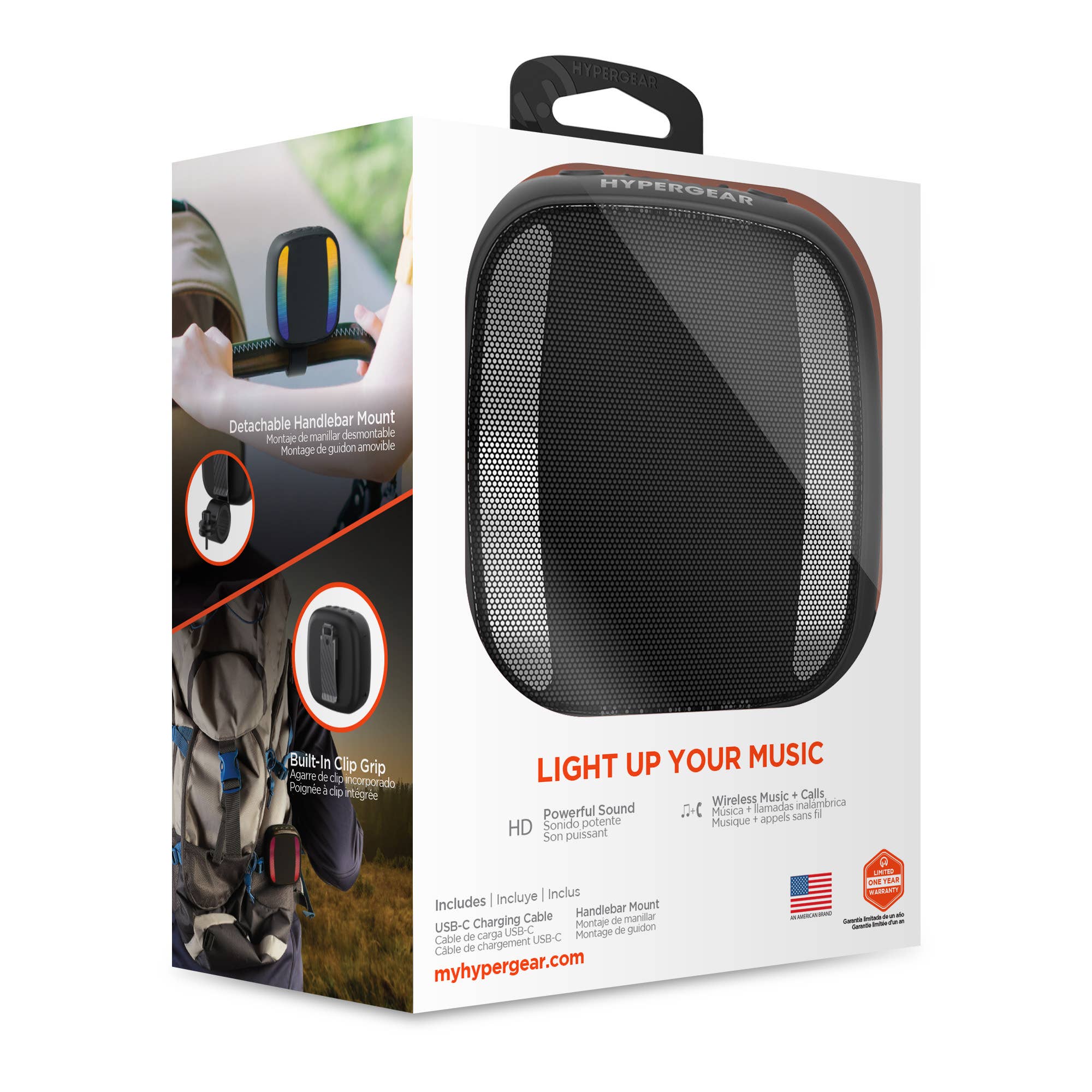 HyperGear Spin Cycle LED Wireless Bike Speaker | Bluetooth Audio & Light Show for Cyclists
