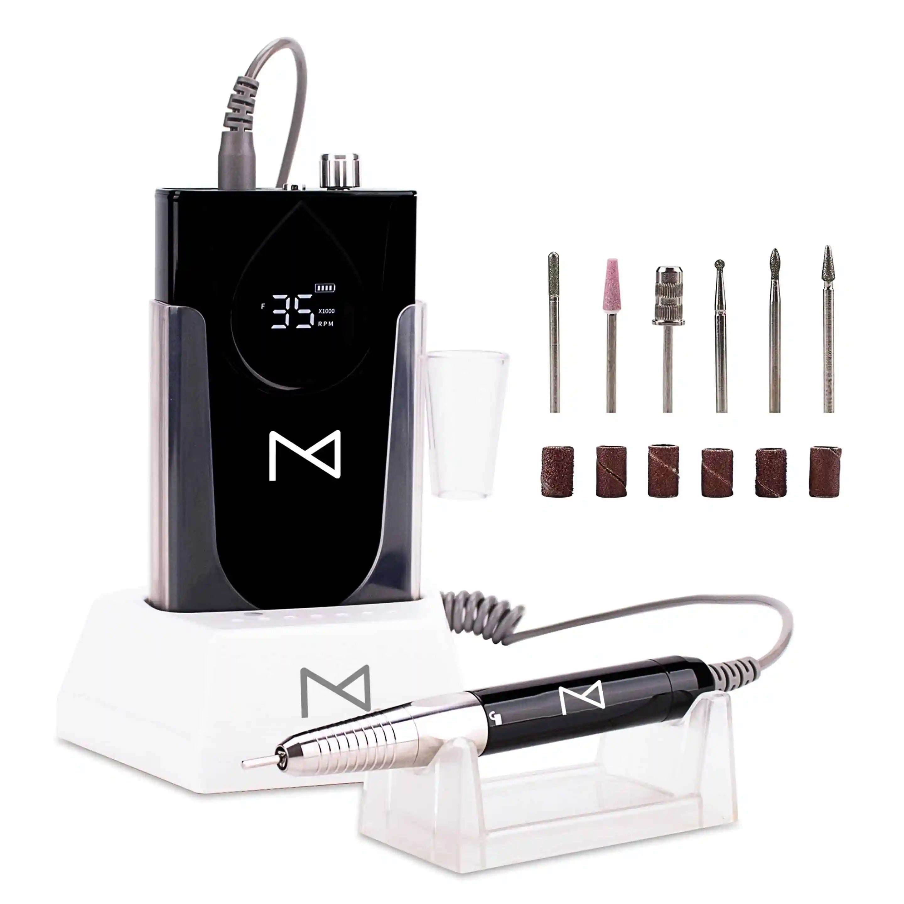 M-GEM Professional Brushless 35K RPM Nail Drill E-File – 3 Adjustable RPM Zones, Forward/Reverse, Long Battery Life – Salon-Grade Nail Care Tool